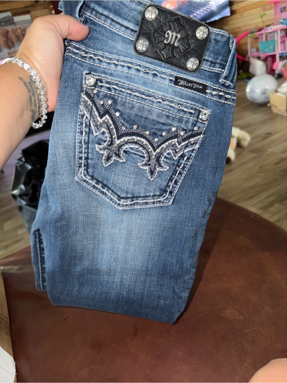 Miss Me Embellished Medium Blue Boot Cut Jeans
